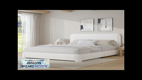 Queen Bed Frame Boucle Upholstered Platform Bed Frame with Headboard Modern Style Review