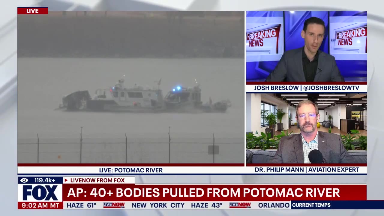 BREAKING: 40+ bodies pulled from Potomac River after mid-air collision