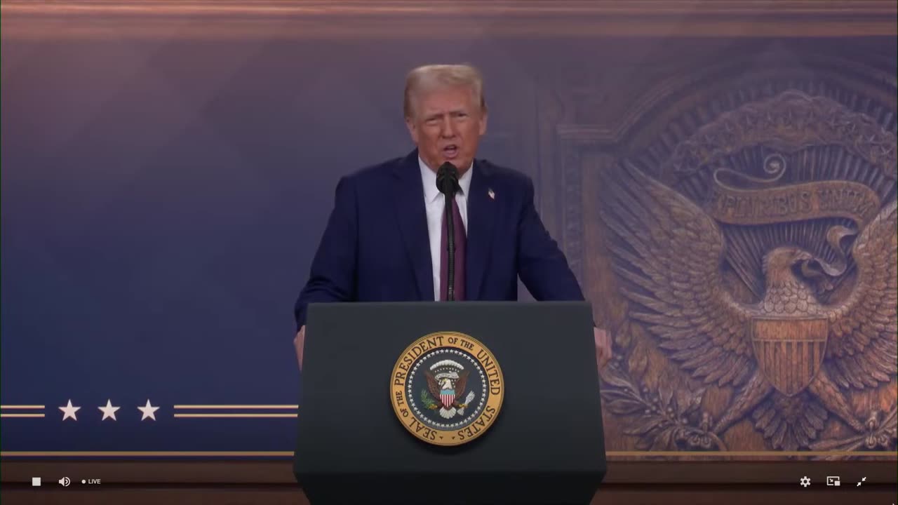 01/23/2025 President Donald Trump addresses the World Economic Forum in Davos