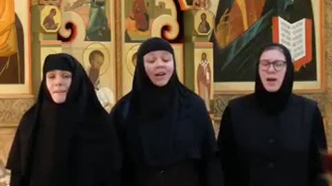 Nuns chanting a troparion of the Entry of the Theotokos into the Temple