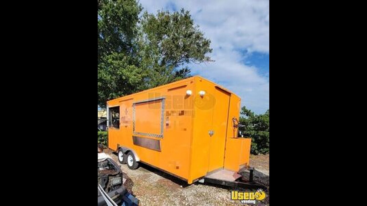 2021 8' x 18' Commercial Barbecue Kitchen Food Concession Trailer with Porch for Sale in Florida!