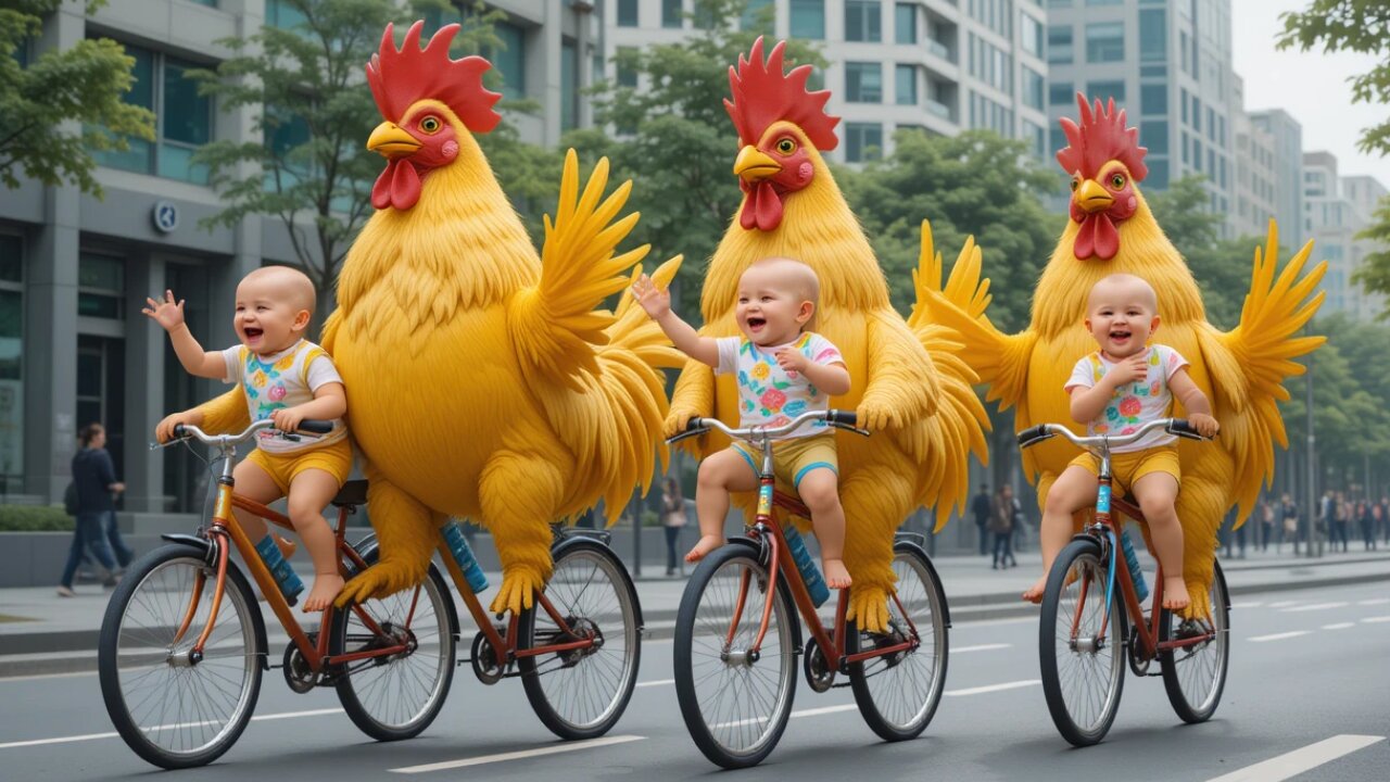 Kids Riding Bikes with Chicken Costumes—Hilarious Fun! 🐔🚴‍♂️😂