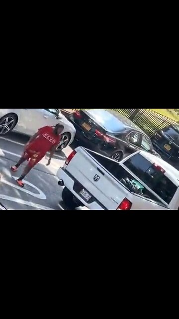 Total Degenerate Smashes Back Window Of A Dodge Pickup Truck With A 2x4 After A Minor Fender-Bender