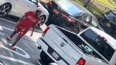 Total Degenerate Smashes Back Window Of A Dodge Pickup Truck With A 2x4 After A Minor Fender-Bender