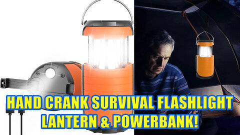 Survival HAND CRANK Recharge Flashlight Lantern Camping Off Grid Battery Bank Review #wisebuyreviews