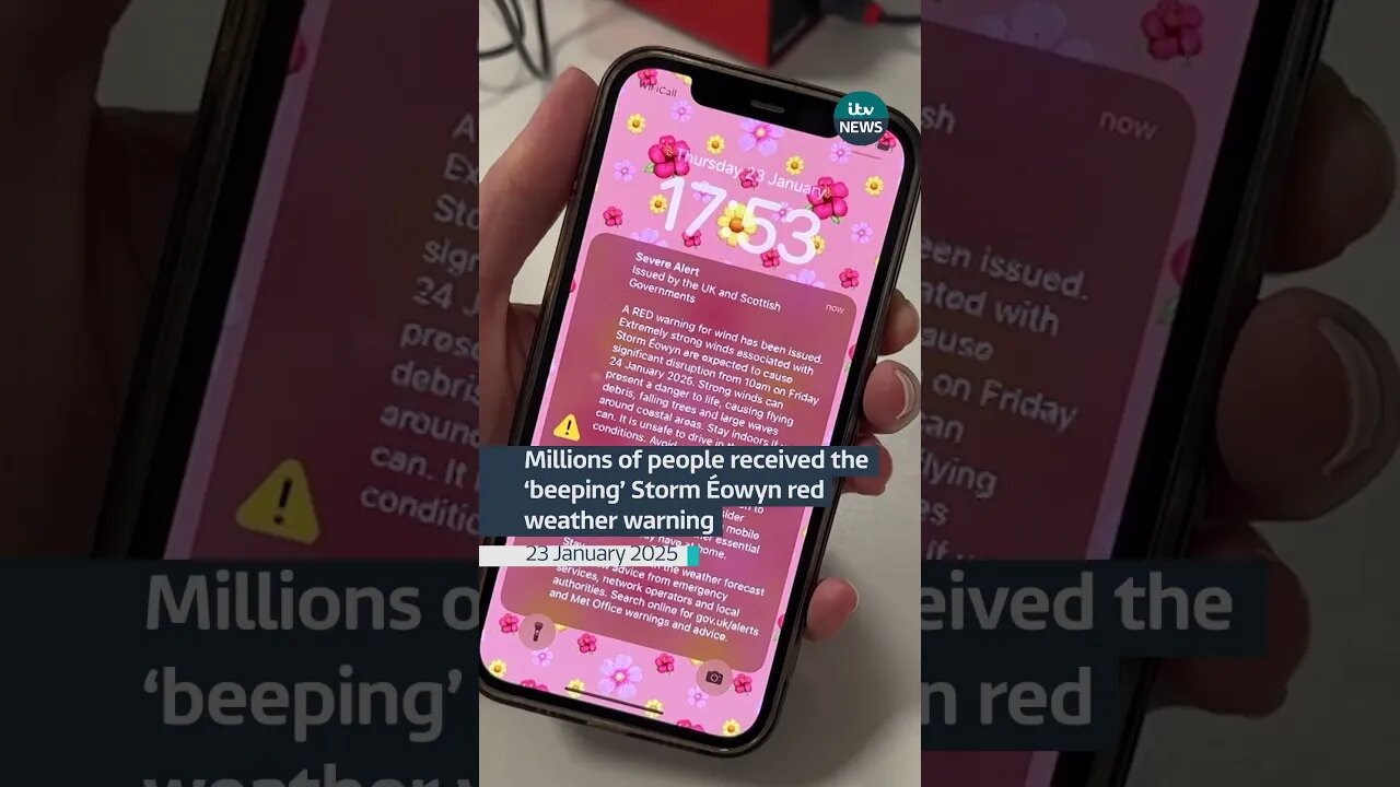 Millions of people received the ‘beeping’ Storm Éowyn red weather warning #itvnews