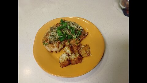 Chicken Piccata-Best Ever- with Oven Roasted Parmesan Potatoes