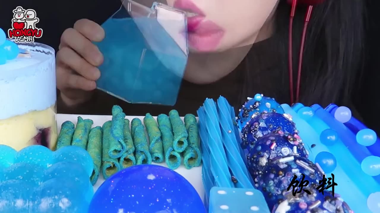 ASMR Dreamy Blue Desserts, Candies, and Jellies! Relaxing Sounds