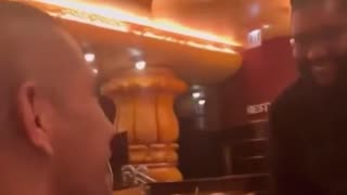 Waiter Doing Alex Pereira's UFC 300 Celebration In Front of Him