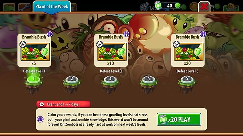 Plants vs Zombies 2 - Plant of the Week - Bramble Bush - March 2025