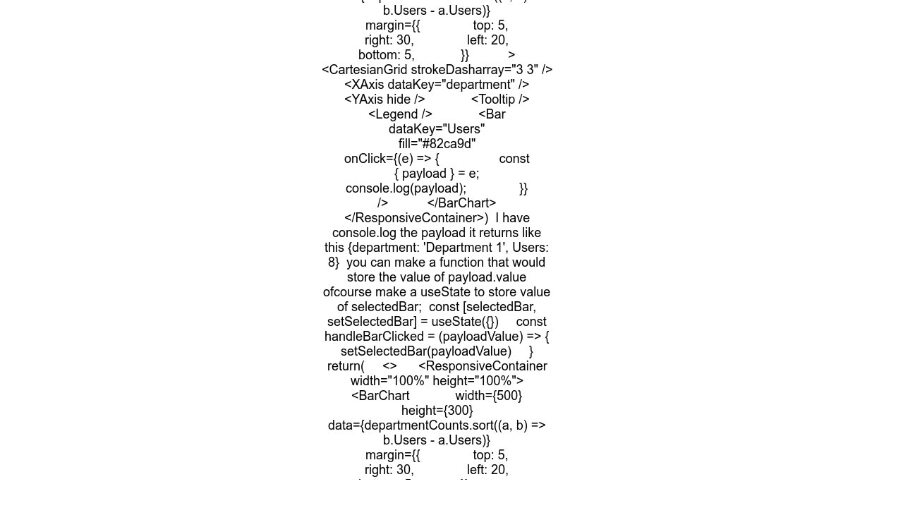 How to display a new element onClick of a bar recharts