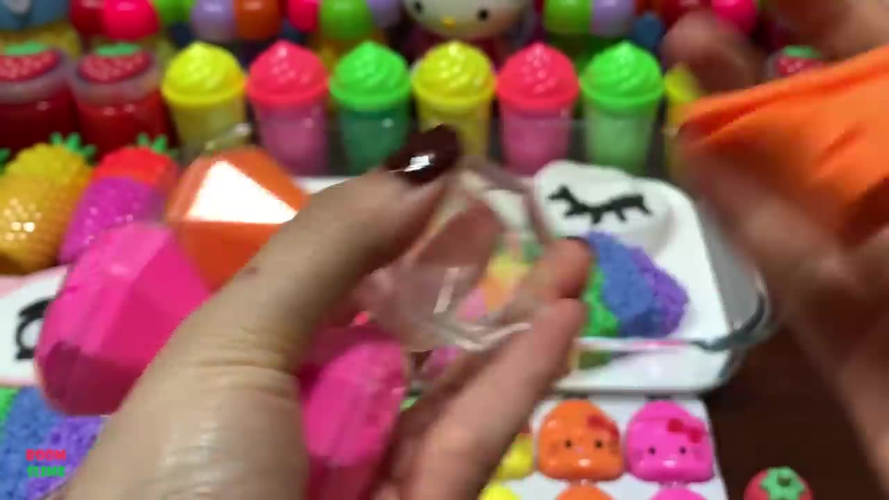 satisfying with Clay piping bag & form slime and glitter