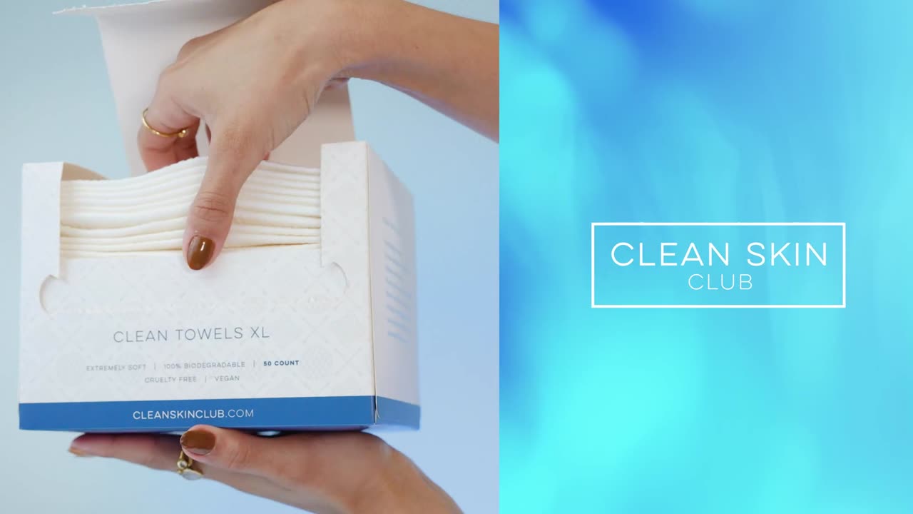 Clean Skin Club Clean Towels XL™, 100% USDA Biobased Face Towel, Disposable Face Towelette.