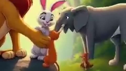 Rabbit & Lion friendship #shorts #ai #cartoon