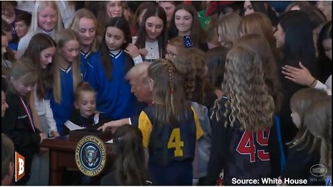 Surrounded by Sweet Little Girls ❤️President Trump Signs EO Banning Men from Women’s Sports