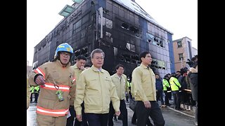 South Korean fire fighters tackle blaze in commercial building in Seongnam