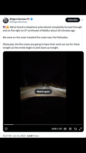 🔥 We've found a telephone pole almost completely burned through and