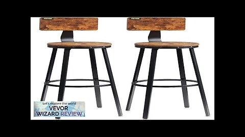 VEVOR Rustic Bar Stools Counter Height Round Bar Chairs with Backrest 29" Review