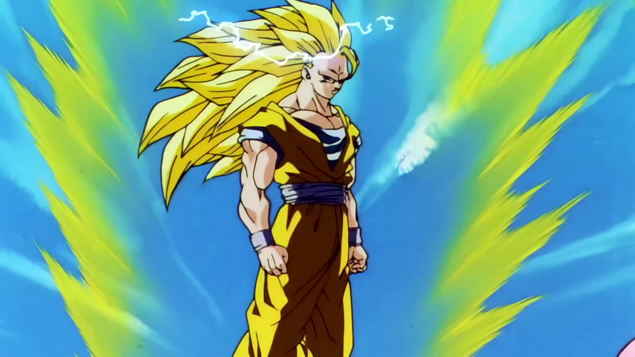 Goku transformations into Super Saiyan 3 For the First Time.