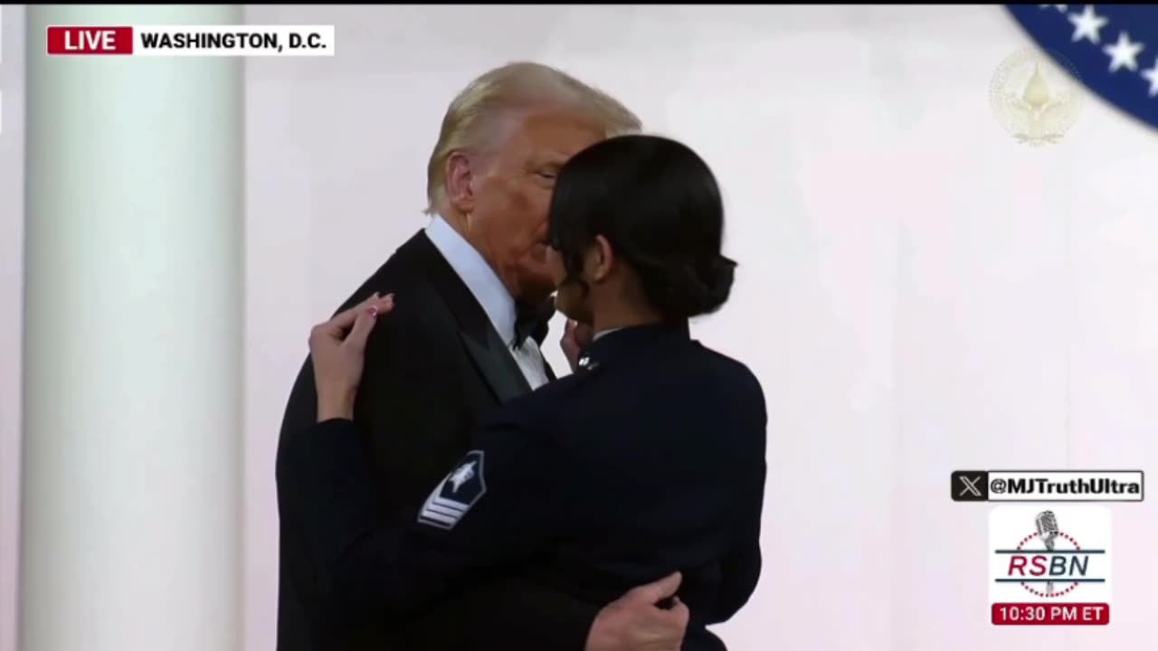 Trump the charmer and Melania the Graceful dance with members of the military