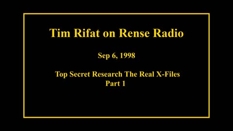 Sep 6, 1998 - Top Secret Research The Real X-Files Part 1