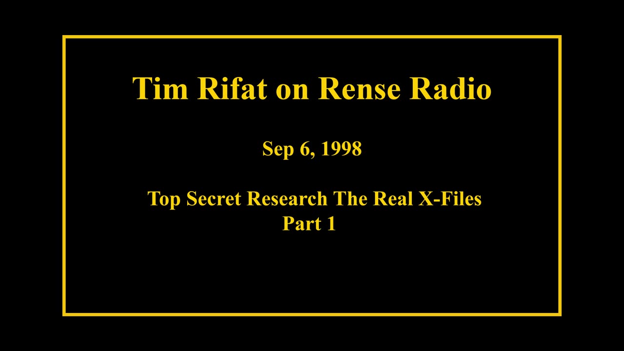 Sep 6, 1998 - Top Secret Research The Real X-Files Part 1