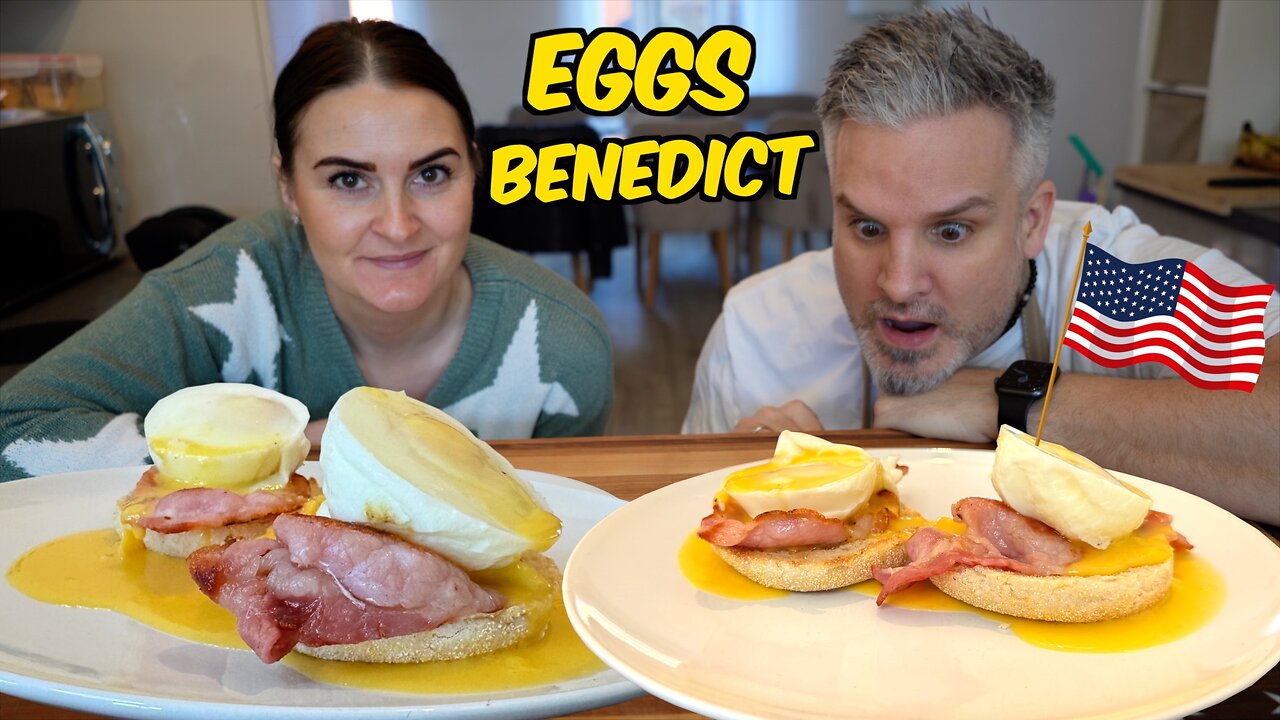 Brits Try American Eggs Benedict for the first time! "Whats Eggs Benedict" ?!?!?!