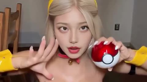 Blonde girl on a Pikachu costume 🥰