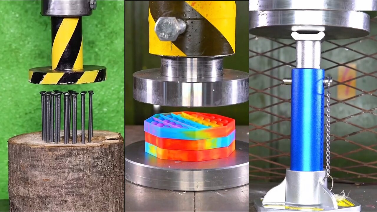 #ASMR_Hydraulic_piston_vs_nails_over_wood