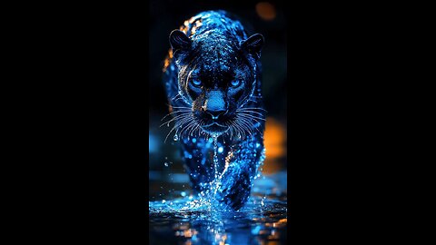 Tiger walking in water with realistic video.