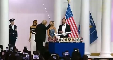 President Trump does the proverbial sword dance at the inauguration ball. He never stops!