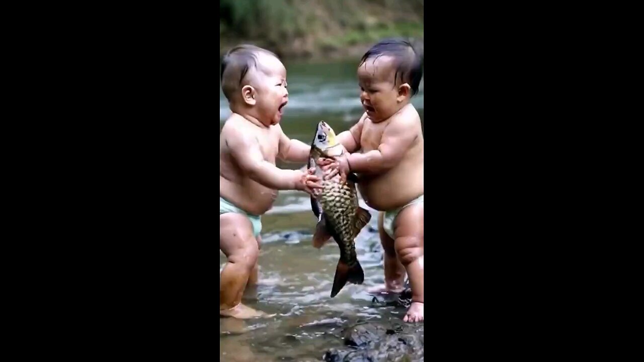 Raising small children with fish ছোট বাচ্চাদের মাছ নিয়ে খেলা করা