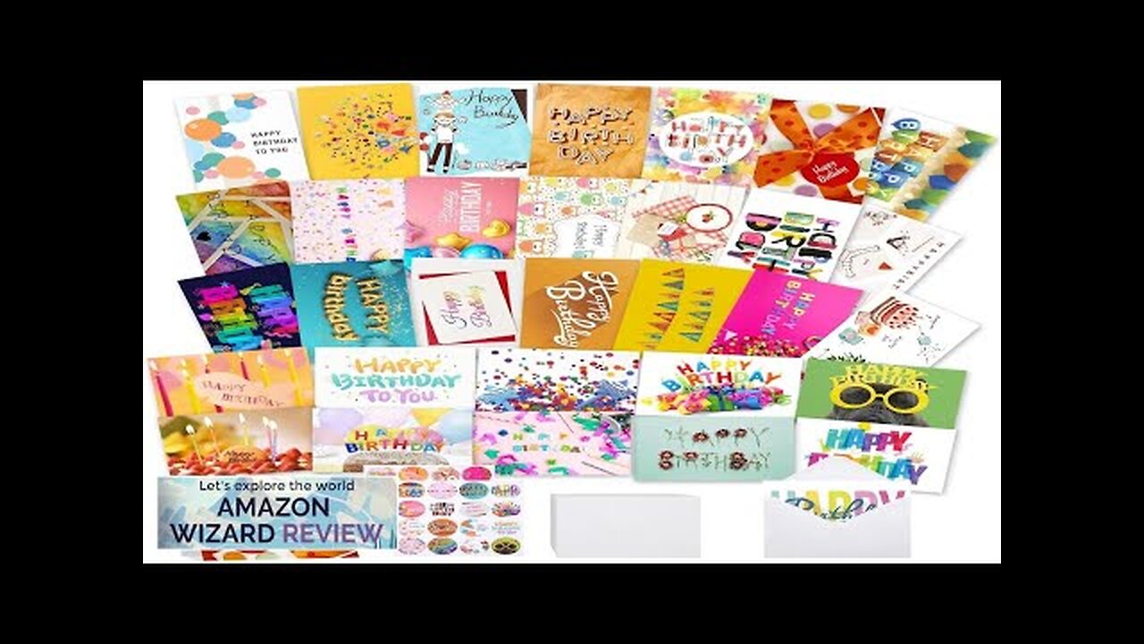 Joyberg 32 PCS Happy Birthday Cards Bulk with Envelopes 4x6 Assorted Birthday Review