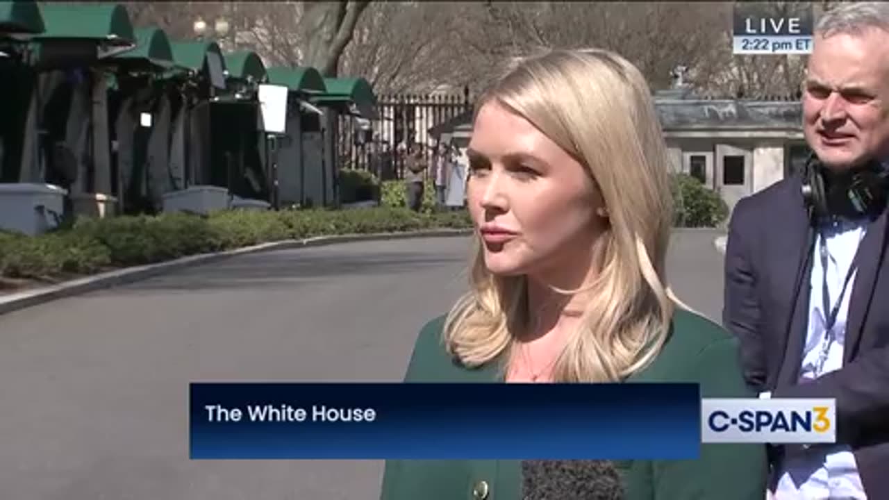 Press Secretary Karoline Leavitt spoke with reporters in the White House driveway.