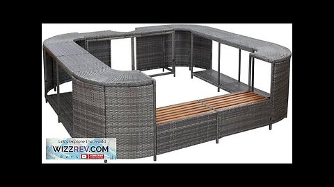 vidaXL Gray Poly Rattan Square Hot Tub Surround Weather-Resistant Acacia Wood Review