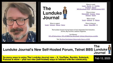 Lunduke Journal's New Self-Hosted Forum, Telnet BBS