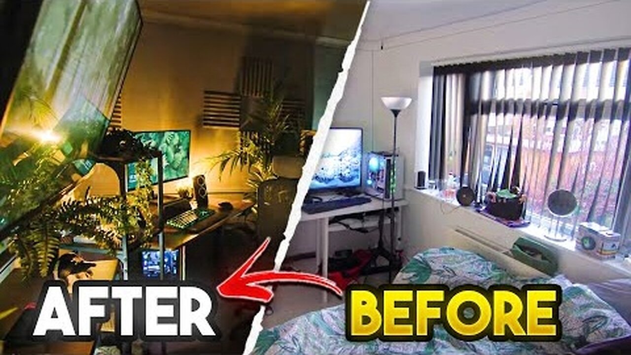 i turned my dirty bedroom into my dream office/ gaming setup 🤯