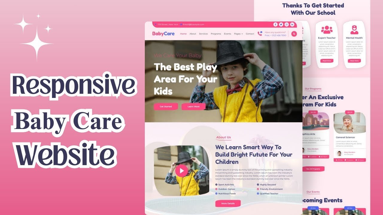 Baby Care Website Design: HTML, CSS & JS