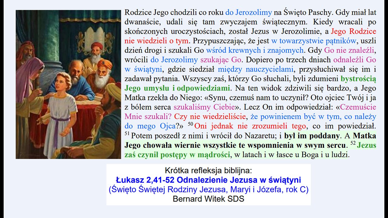 Łukasz 2,41-52 Odnalezienie Jezusa w świątyni