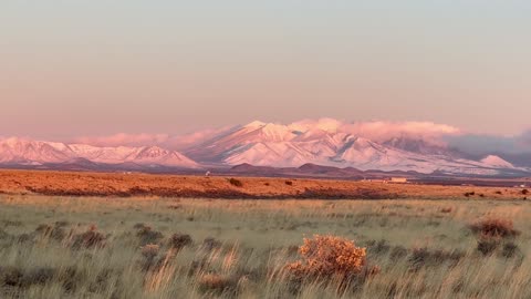 Snow Covered San Francisco Peaks at Sunrise in Arizona in the American Southwest