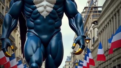 Super hero watching the streets of Paris in France