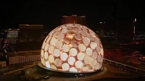 Giant #Bitcoin logo displayed on the Las Vegas Sphere