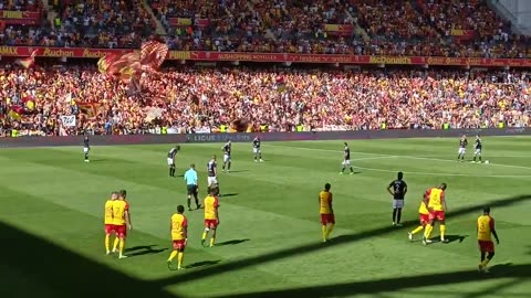 RC Lens goal Florian Sotoca (unbelievable atmosphere created by the 'Les Sang et Or' fans)