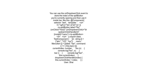 PrimeNG SplitButton How to pass an argument to the sub-menu