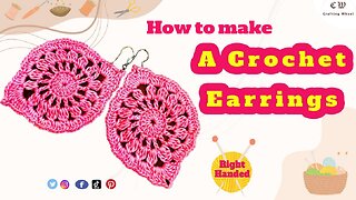 How To Make A Crochet leaf Earrings ( Right handed )