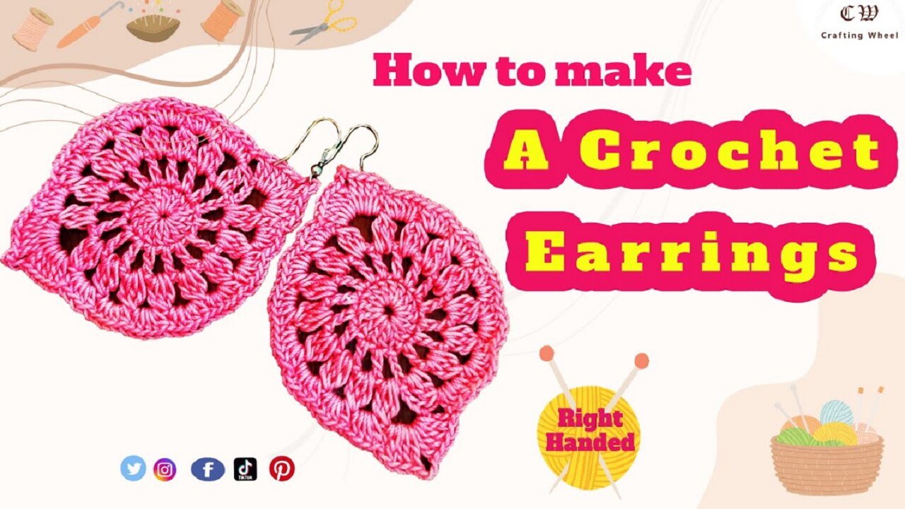 How To Make A Crochet leaf Earrings ( Right handed )