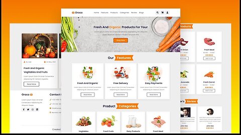 Grocery Website Design Using HTML, CSS & JS