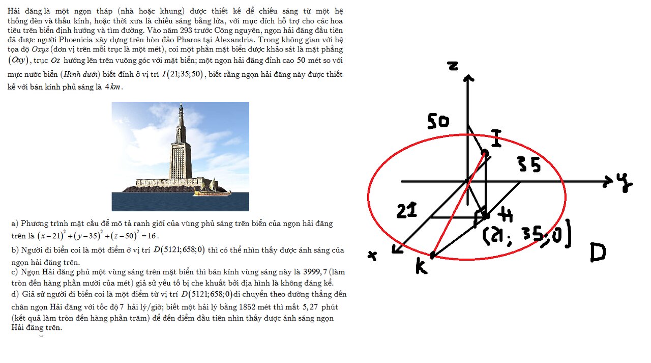 Toán 12: Hải đăng là một ngọn tháp (nhà hoặc khung) được thiết kế để chiếu sáng từ một hệ thống đèn