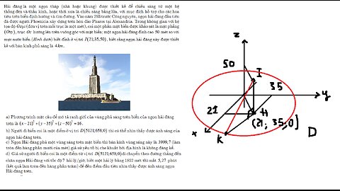 Toán 12: Hải đăng là một ngọn tháp (nhà hoặc khung) được thiết kế để chiếu sáng từ một hệ thống đèn