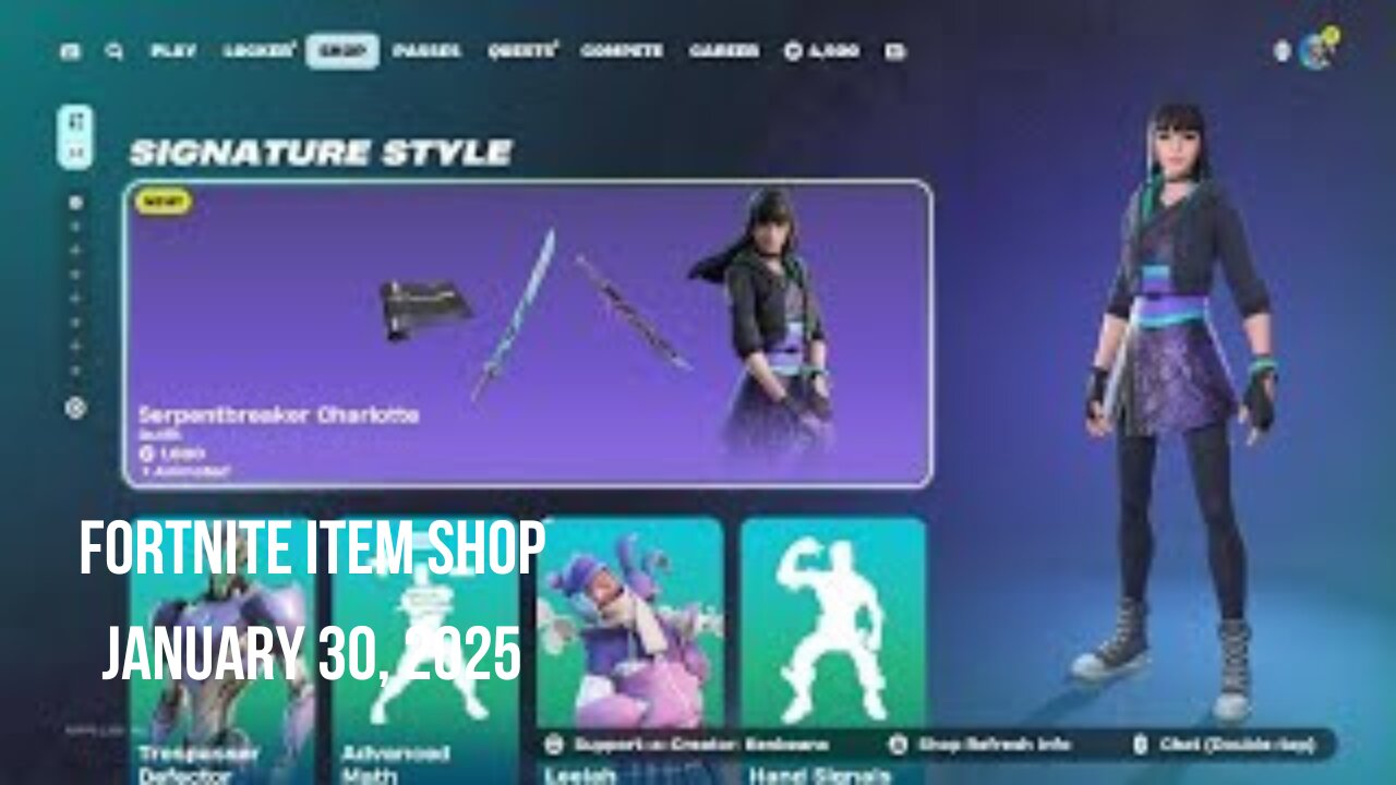 Fortnite Item Shop|January 30, 2025(*New* Serpentbreaker Charlotte & Jam Tracks)